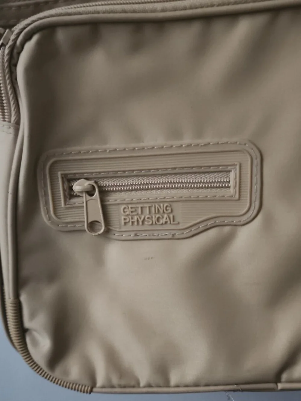 Neutral Beige Men's Crossbody Messenger Bag with Multiple Pockets